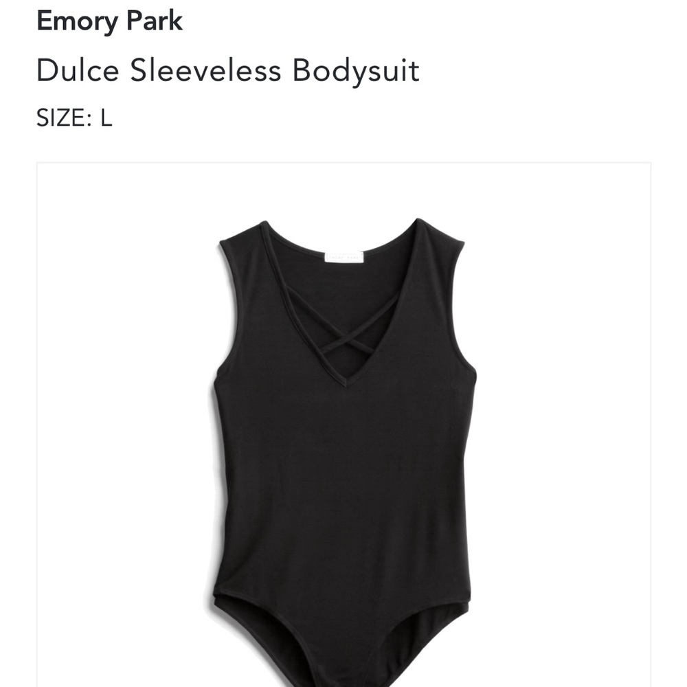 Emory Park - Dolce Black Sleeveless Bodysuit - size large.